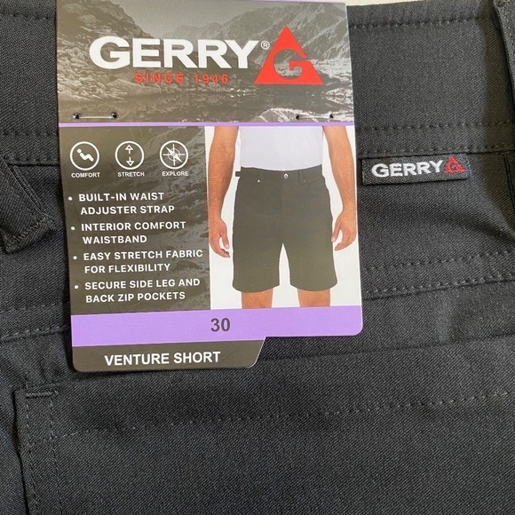 Gerry Men's Venture Short, Black, Waist 30, Built-in Belt, Zippered Pockets, NWT - Picture 4 of 13
